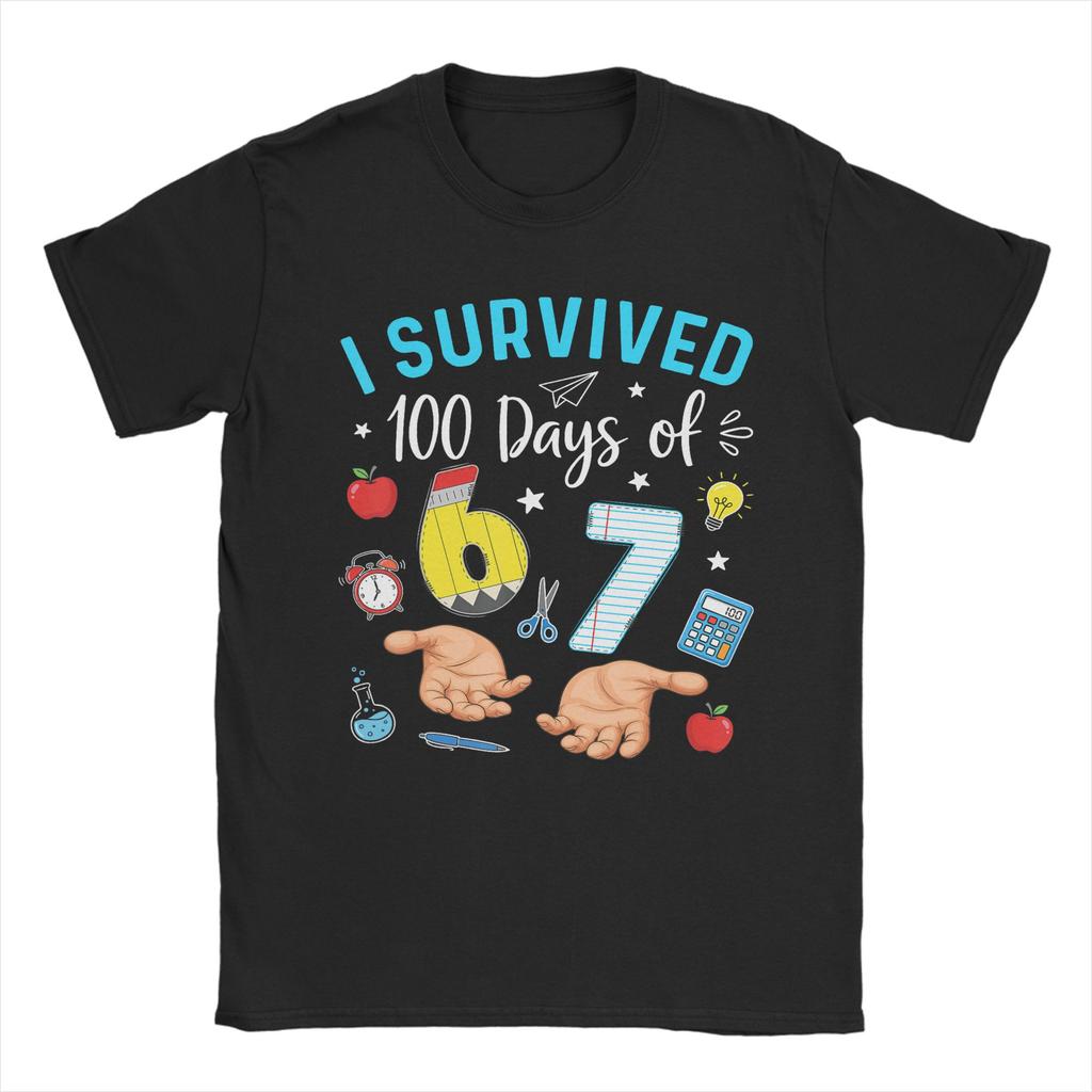 Italian Brainrot 67 Trippi 100 Days of School Men T Shirts  Fun Tees Short Sleeve Round Collar TShirts 100 Cotton 5XL Clothes