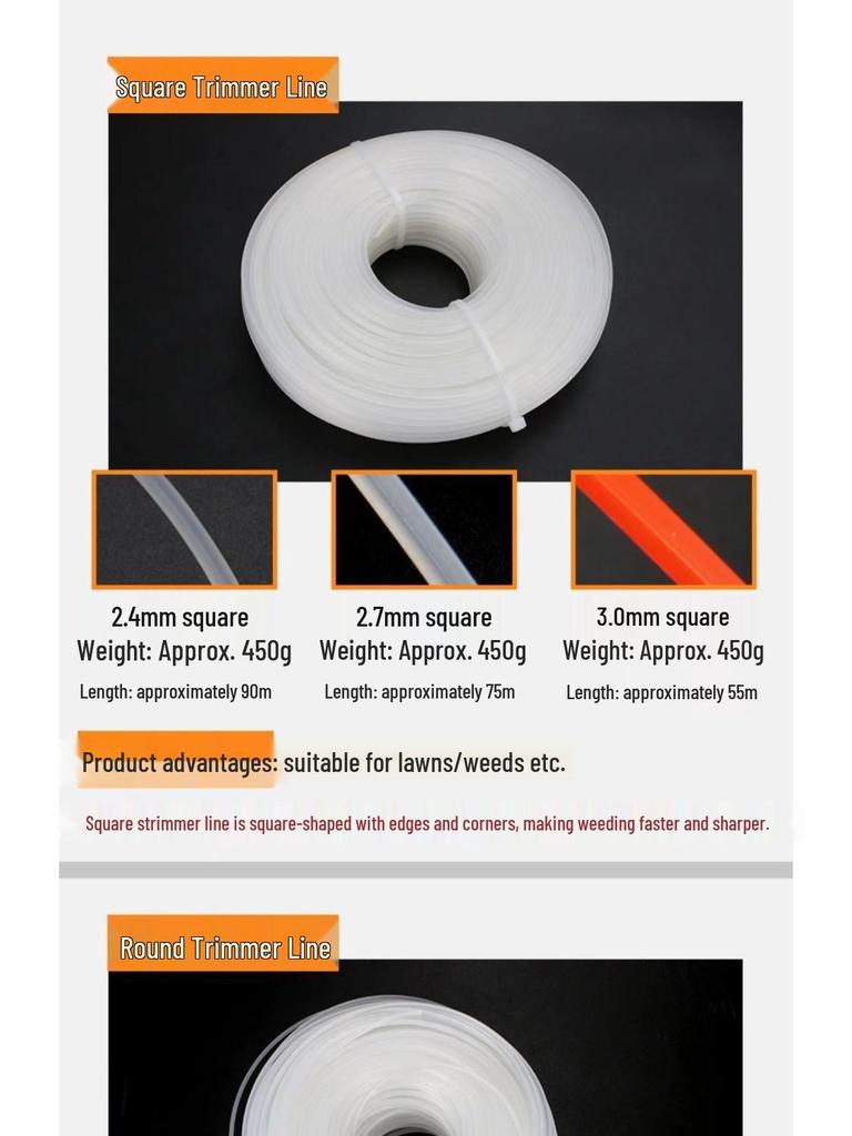 Steel Wire Braided Nylon Trimmer Line: Wear-Resistant, Sawtooth Weeding Rope for Mowing.