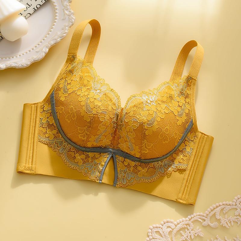 

Сексуальный бюстгальтер с эффектом сбора для женщин без косточек, удобный и предотвращающий обвисание, регулируемый бюстгальтер 40/90B жёлтый