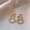 Exquisite Silver Needle Diamond Gourd Earrings - Retro & Versatile High-Class Studs