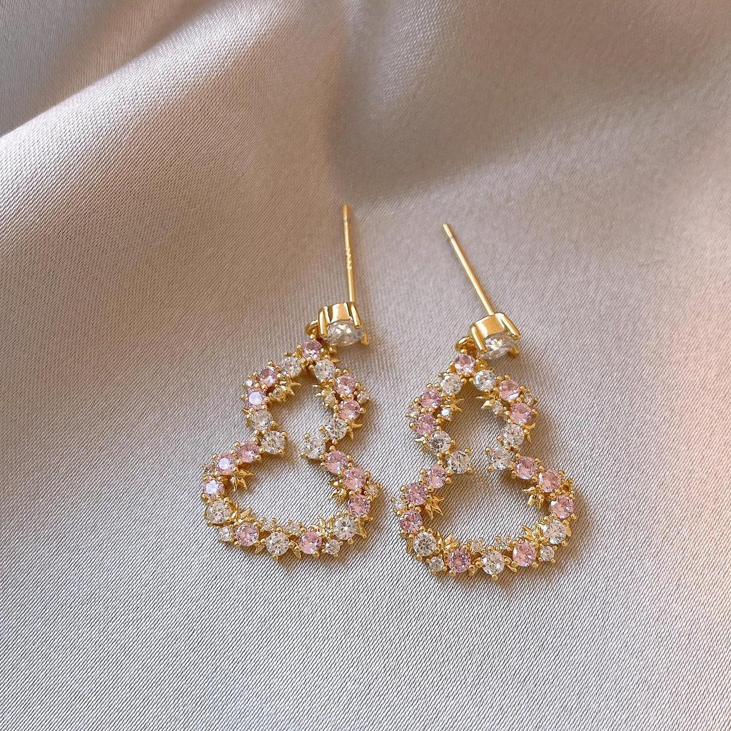 Exquisite Silver Needle Diamond Gourd Earrings - Retro & Versatile High-Class Studs