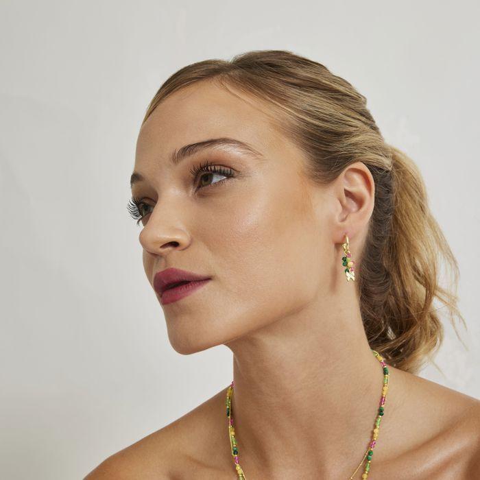 Boucles d'oreilles Luxenter en argent 925 avec cristal multicolore et finition or jaune 18 carats - Papillon