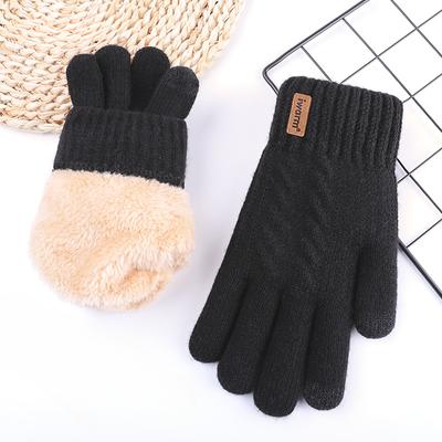 Doppellagige warme Touchscreen-Handschuhe für Damen und Herren Winter Samt-Handschuhe Verdickte Kälteabweisende Outdoor-Strickhandschuhe
