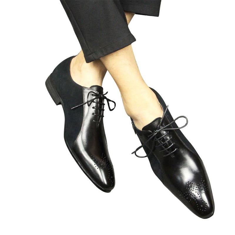 Fashion High Quality Men's Dress Shoes Retro Business Handmade Patchwork Luxury Oxfords Sapato Social Masculino Fashion Office Shoes New
