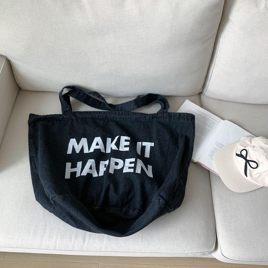 Model New Large Capacity Letter Print Fashion Simple Versatile Casual Washed Denim Shoulder Bag