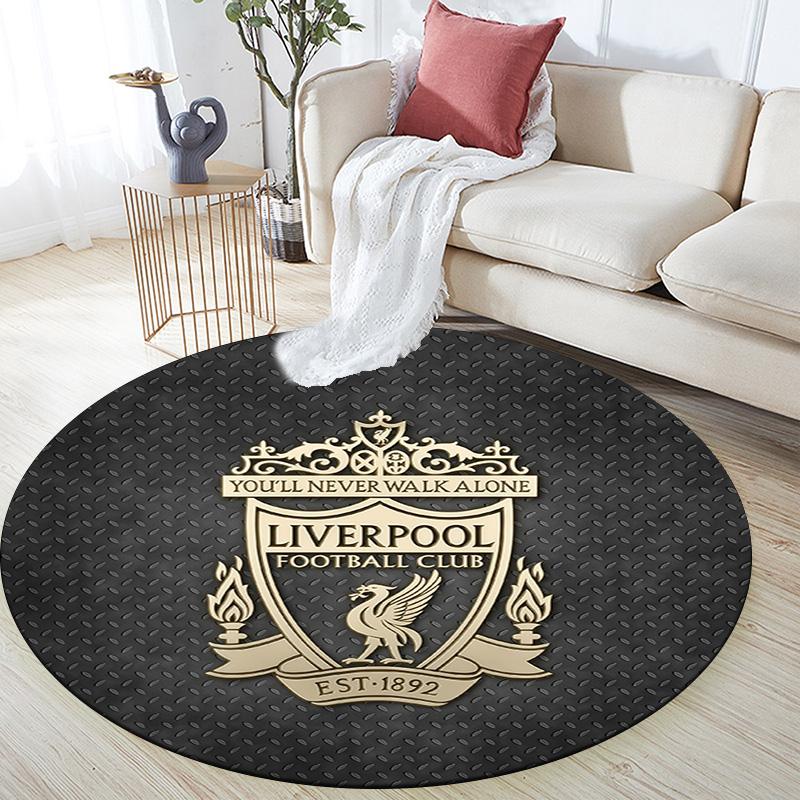 Liverpool Runder Teppich, Teppich für Wohnzimmer Schlafzimmer Sofa Spielzimmer Dekoration, Rutschfeste Bodenmatte