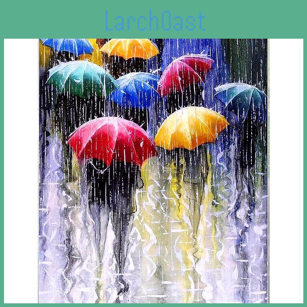 Drill Square Huacan Full 5d Diy Diamond Painting Street Diamond Embroidery Rain Umbrella Picture Of Rhinestone