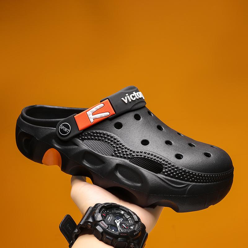 

2024 Летняя классика Повседневная обувь Трендовые мужские сандалии Модные нескользящие мужские кроссовки Износостойкие резиновые пляжные сандалии 39 чёрный