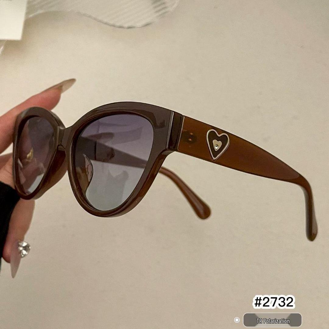2026 Korean Style Pink Heart Personality TR90 Polarized Cat Eye Sunglasses for Women