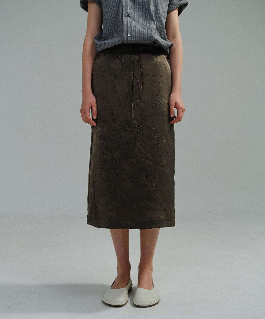 Aubeuawo Putty Satin Skirt (Brown)