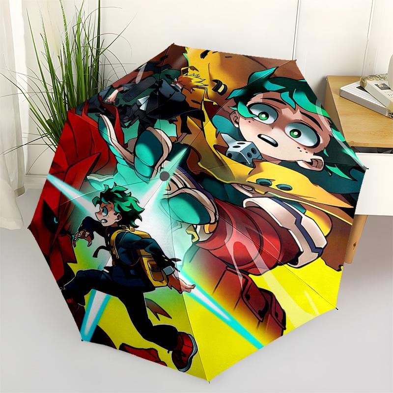 

1pc My Hero Academia: Izuku Midoriya & Katsuki Bakugo Outdoor Umbrella - Automatic Opening/Closing, Portable 3-Fold Design with 8-Rib Iron Frame - Per