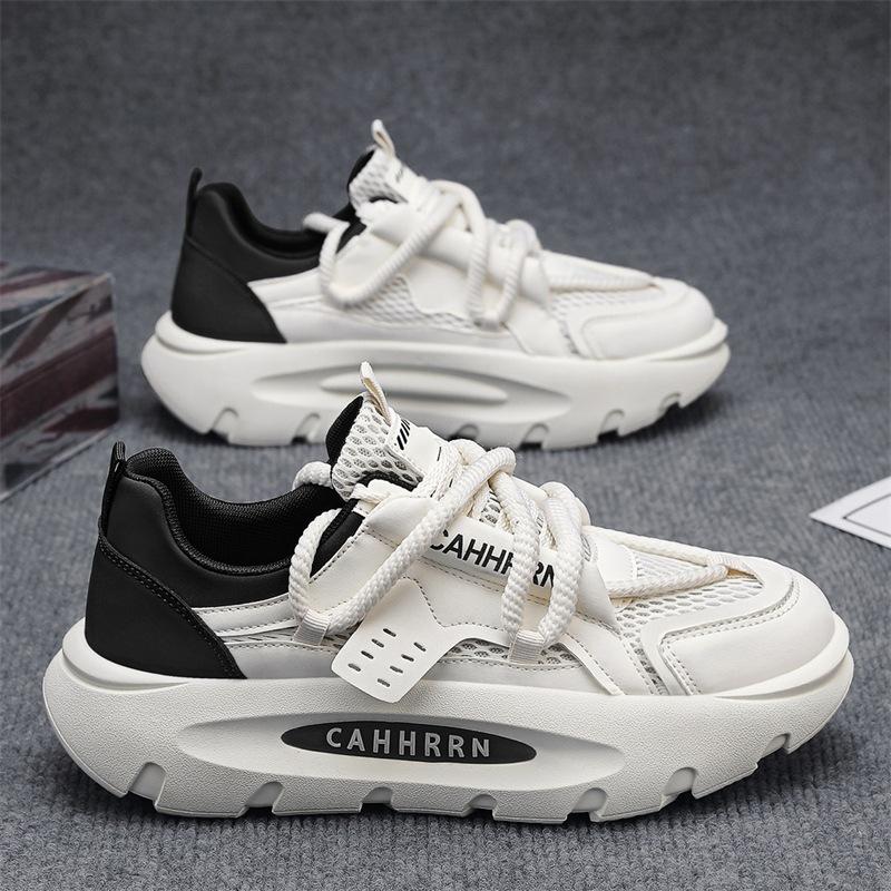 Sports and leisure shoes men's spring and summer mesh men's shoes breathable and versatile thick-soled height-increasing shoes student