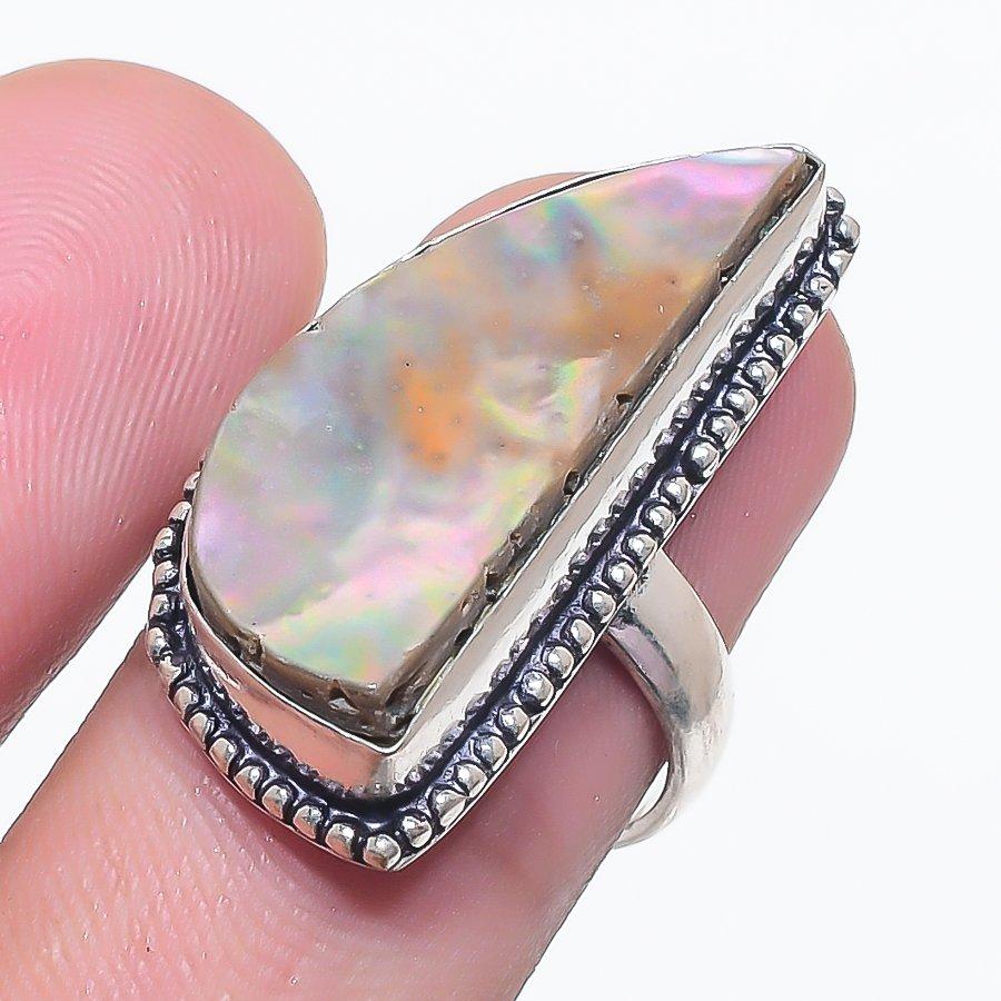 

Натуральный перламутровый драгоценный камень 925 стерлингового серебра ювелирное кольцо размер 7 W8Y23