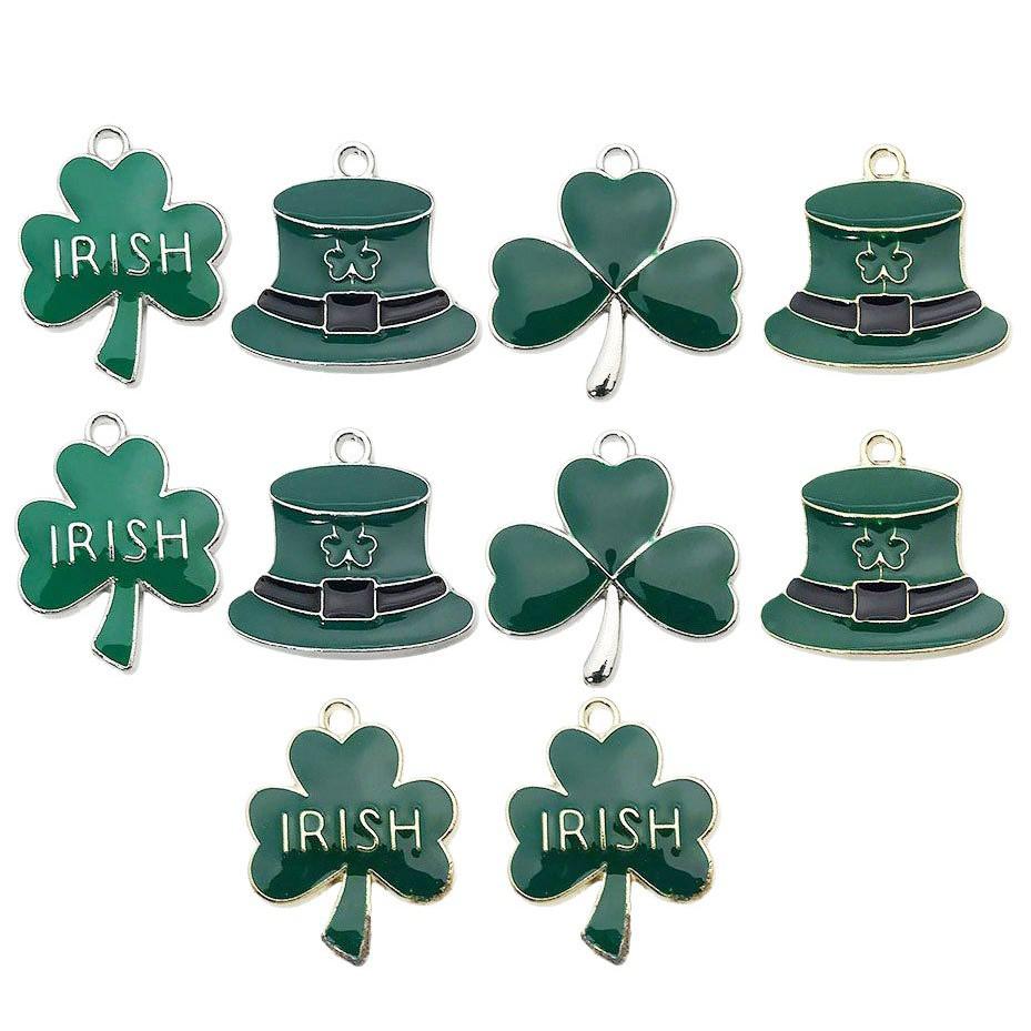 Clover Ireland DIY Jewelry: Lucky Clover Hat, Keychain, Bracelet, Earrings, Pendant, Good Luck Charm.