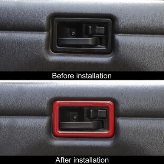 Inner Door Handle Decor Frame Cover 2* For Jeep Wrangler TJ 1997-2006 Bright Red