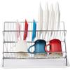 Foldable Dish Drying Rack with Drip Tray, Stainless Steel 2 Tier Dish Drainer Rack, Collapsible Dish Drainer, Folding Dish Rack