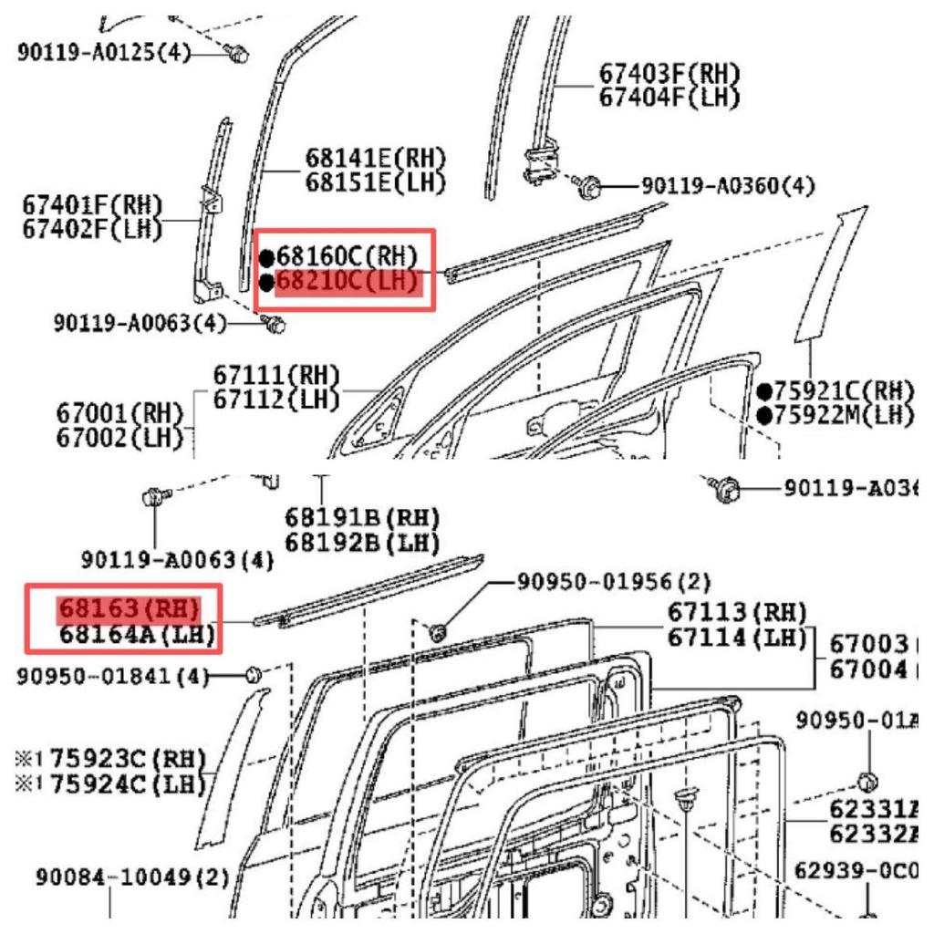 Waterproof Window Glass Seal Trim for Toyota Sequoia 2008-2020