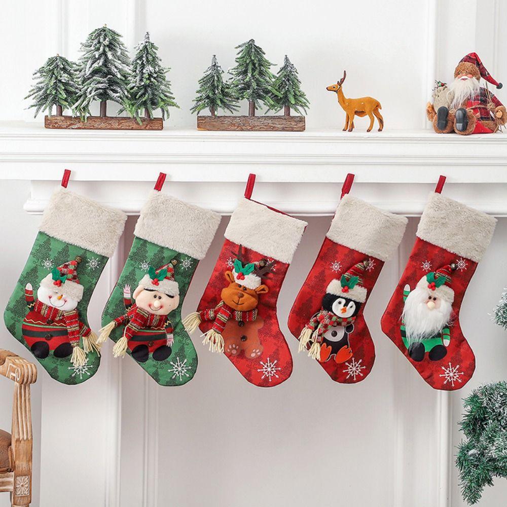 

Santa Claus Hanging Christmas Gift Bag Snowman Christmas Candy Storage Pouch Home Style 5