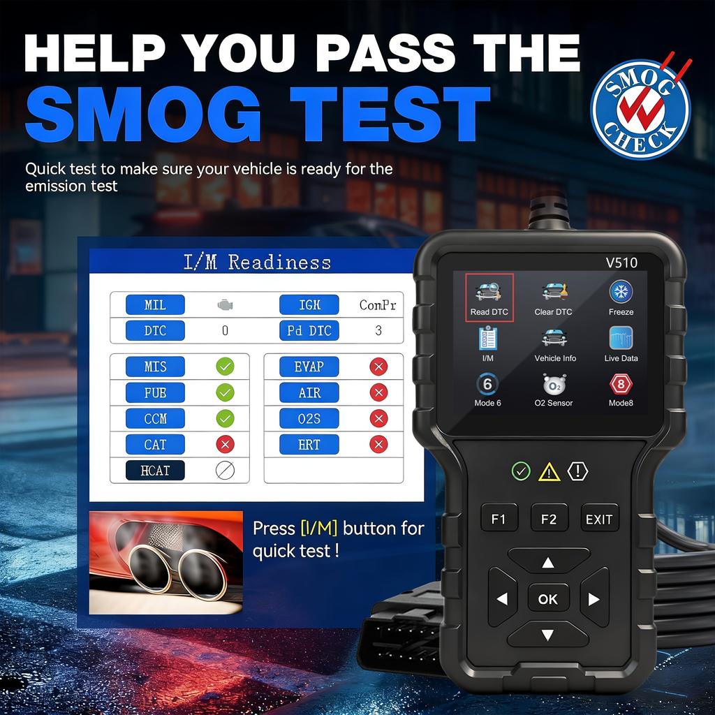 V510 Obd2 Scanner Diagnostic Tool | Battery Tester, Engine Fault Code Reader, Real-Time Data, Dtc Search, Frozen Frame, Scan Tool for All Obdii