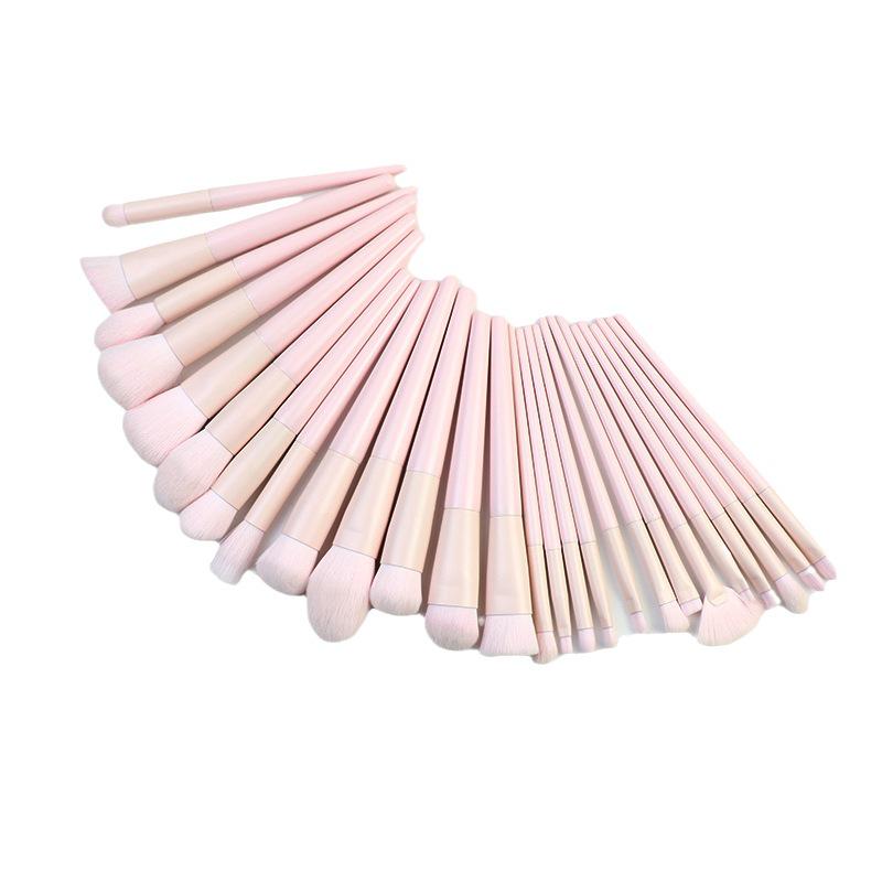26-Piece Pink Makeup Brush Set: Foundation, Blush, Eyeshadow, Concealer & Blending Tools