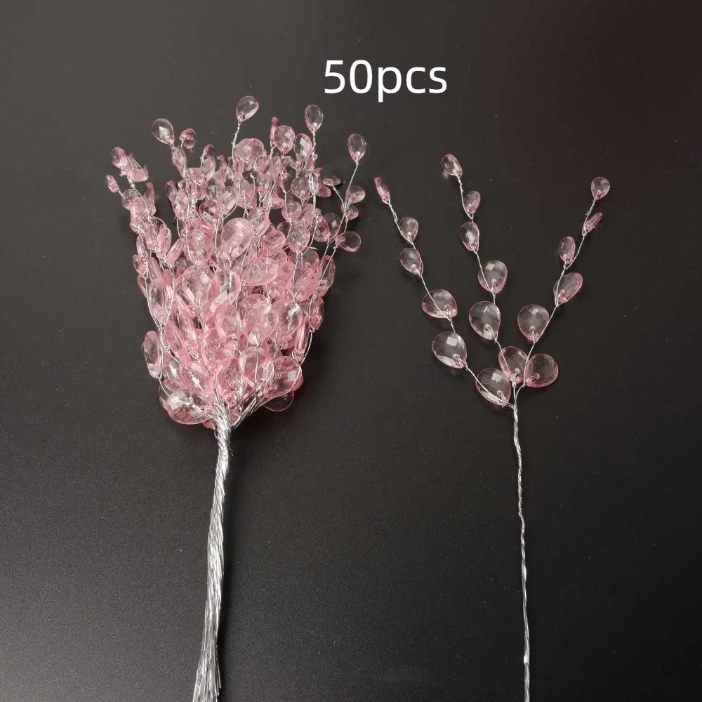 50 STÜCKE Basteldekoration Kristallknospenzweige Brauttiara Kristallblume Künstlicher Strauß Weiß