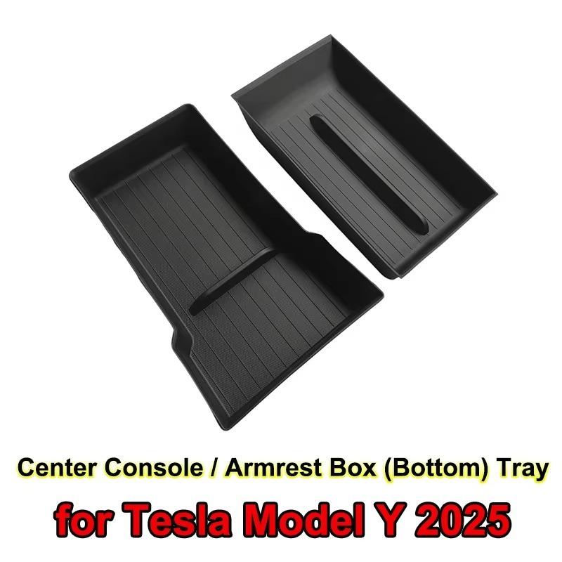 For Tesla Model 3 Y Juniper Highland 2025 2026 Launch Console & Armrest Upper and Lower Storage Box Watercup Holder Camera Cover