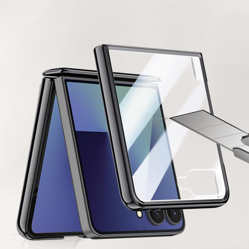 Transparent Acrylic Plating Magnetic Case for Samsung Galaxy Z Flip 7 8 Flip7 Flip8 Hinge Protection Screen Protector Cover