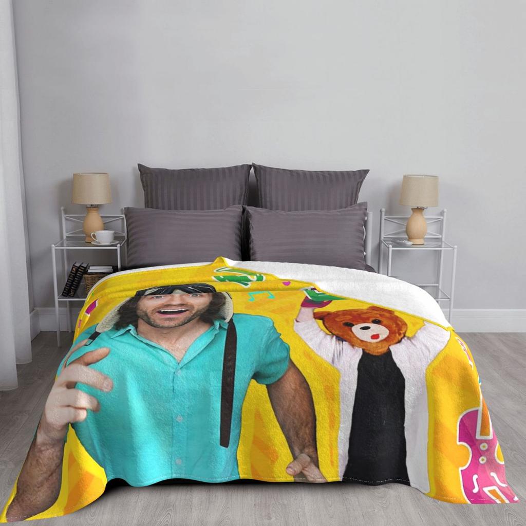 Danny Go Cartoon Music Education Coral Fleece Plush Throw Blankets Guitar Blanket Lightweight Thin Bed Plush Quilt Breathable