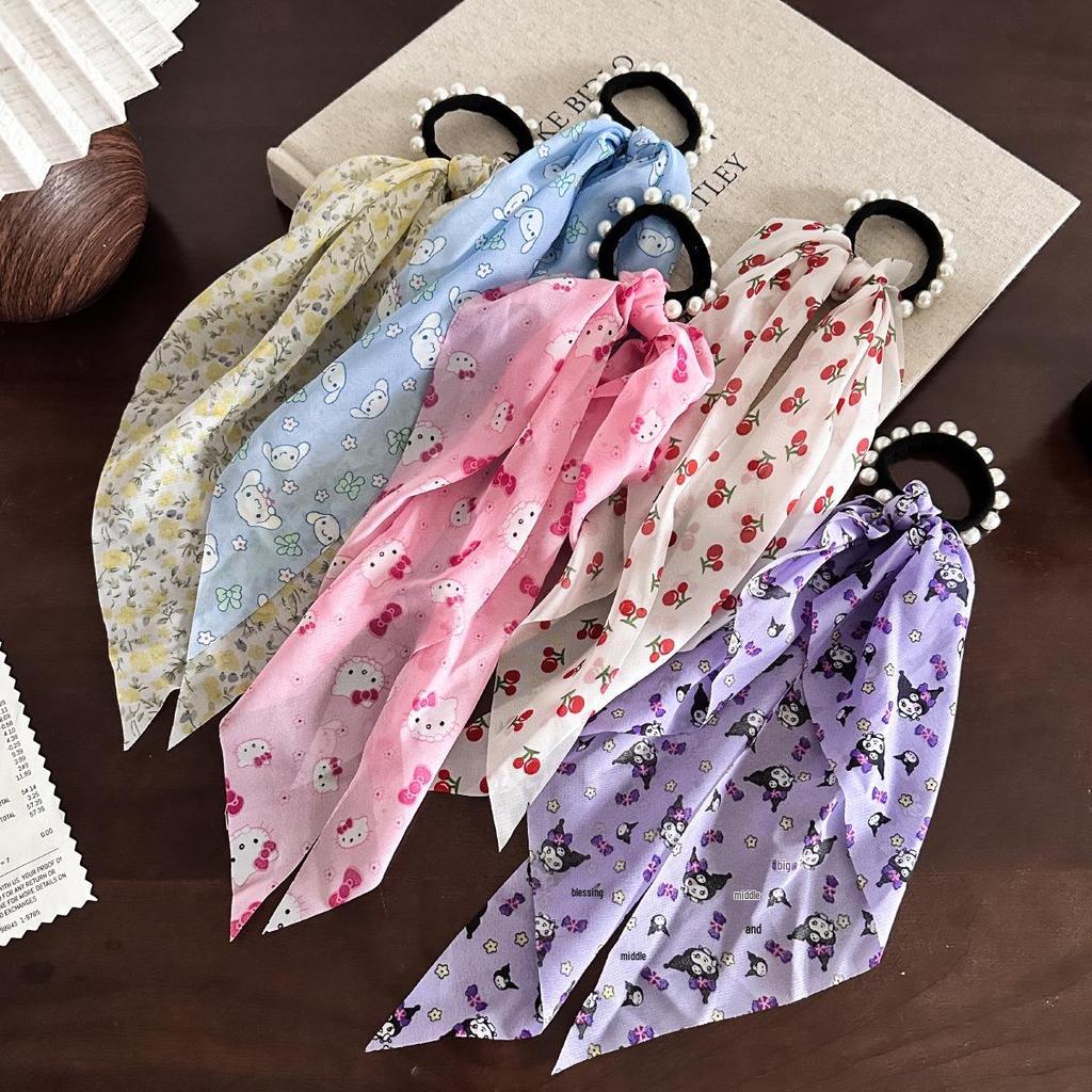 Mori Style Pearl Braided Headband for Girls - Fairy Ribbon Tie Hair Accessory