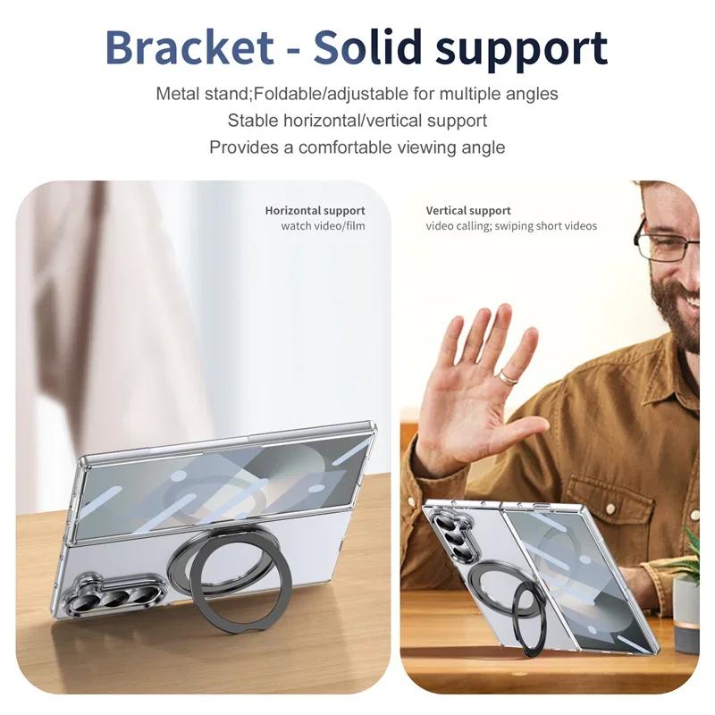 360°Rotating Magnetic Holder Phone Case for Samsung Galaxy Z Fold 7 6 5 4 3 Screen Protector Magsafe Wireless Charging Cover