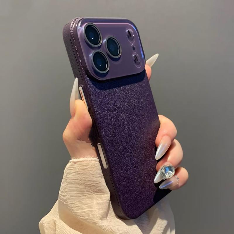 Fashion Lychee Leather Texture Silicone Case for iPhone 17 Air 16 15 14 Plus 13 12 Pro Max Glass Camera Lens Protect Matte Cover