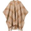 Retro Striped Tassel Korean Cape: High-End Warm Plaid Scarf Shawl