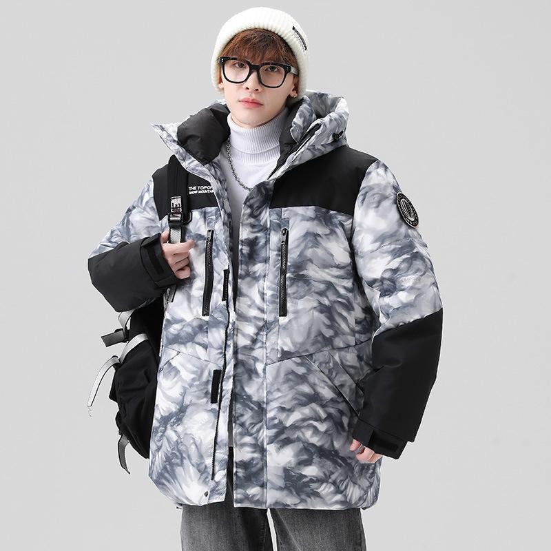 

Осень и зима новая утолщенная куртка-пуховик с капюшоном мужская подростковая парная пух белой утки повседневный топ мужская куртка 3XL