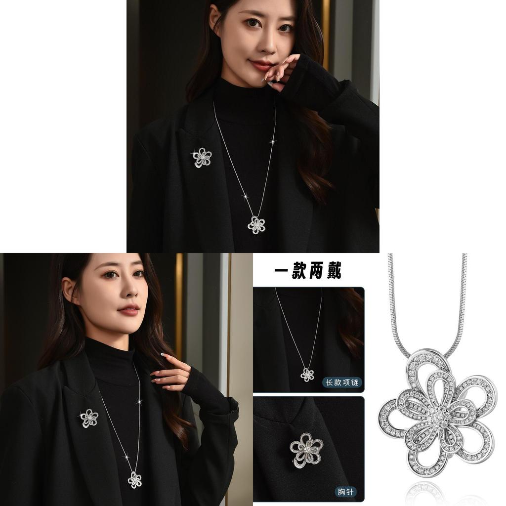 Flower Jewelry Necklace With Goldplated Pendant For Women Winter Fashion Accessories