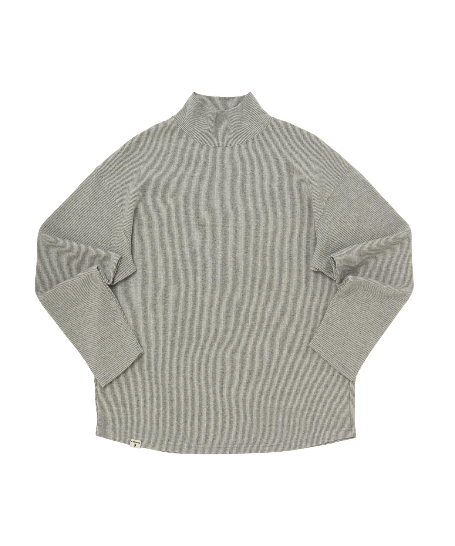 A Nothing Rain Drop-Shoulder Turtle-Neck Tee (Gray) S