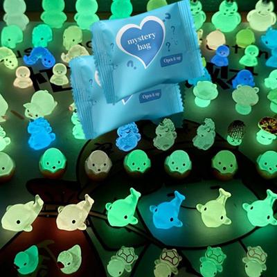 Yousheng 50Pcs Glow-in-the-Dark Animal Blind Bags Mini Resin Figurines Turtle Rabbit Duck Luminous Micro Landscape Decorations for DIY Crafts & Home