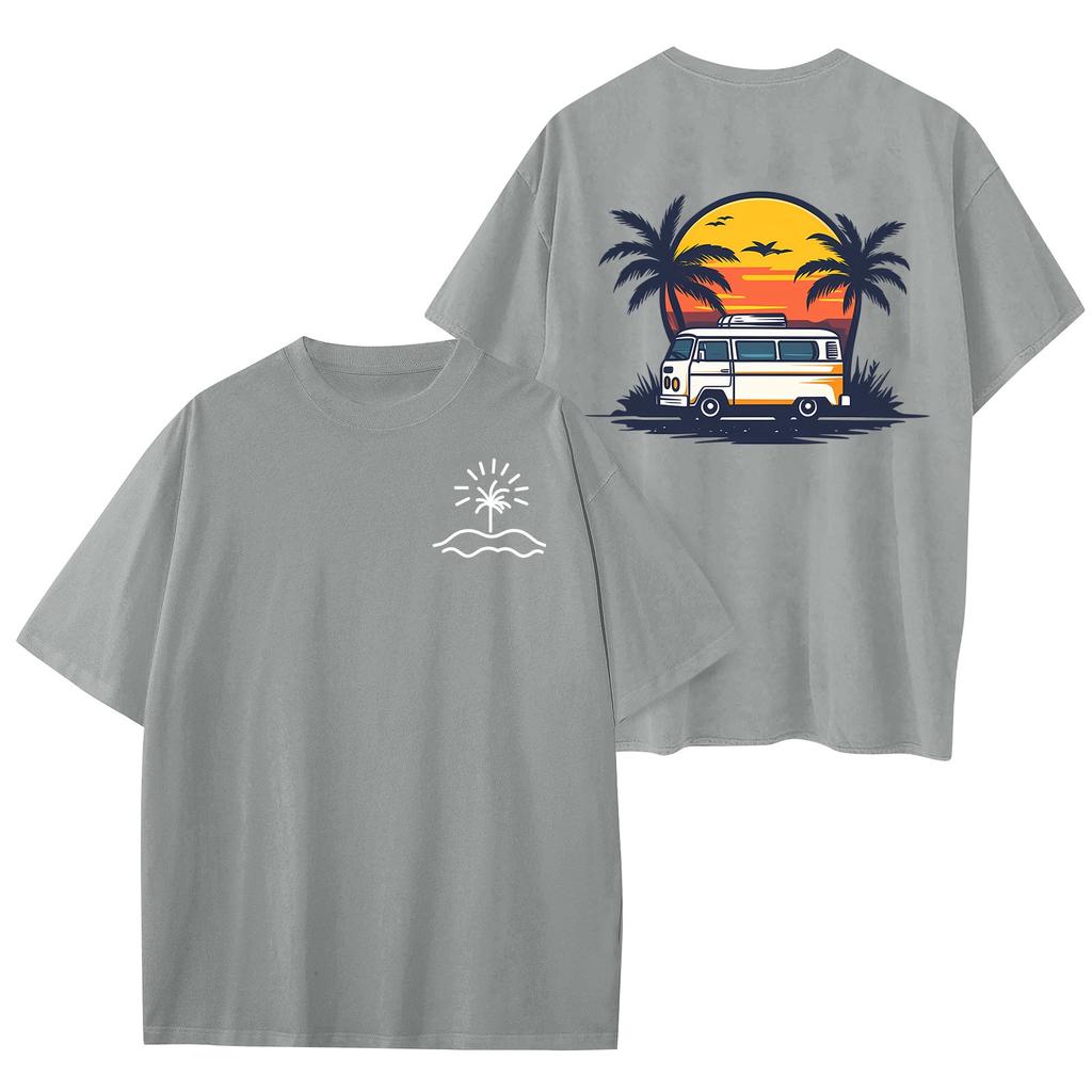 Dámské módní volné šaty s kulatým výstřihem a krátkým rukávem s havajským potiskem