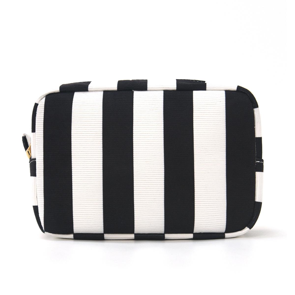 

Striped Corduroy Makeup Bag Large Capacity Portable Travel Cosmetic Bag Fashion High Value Toiletry Bag Storage Bag for Women чёрный