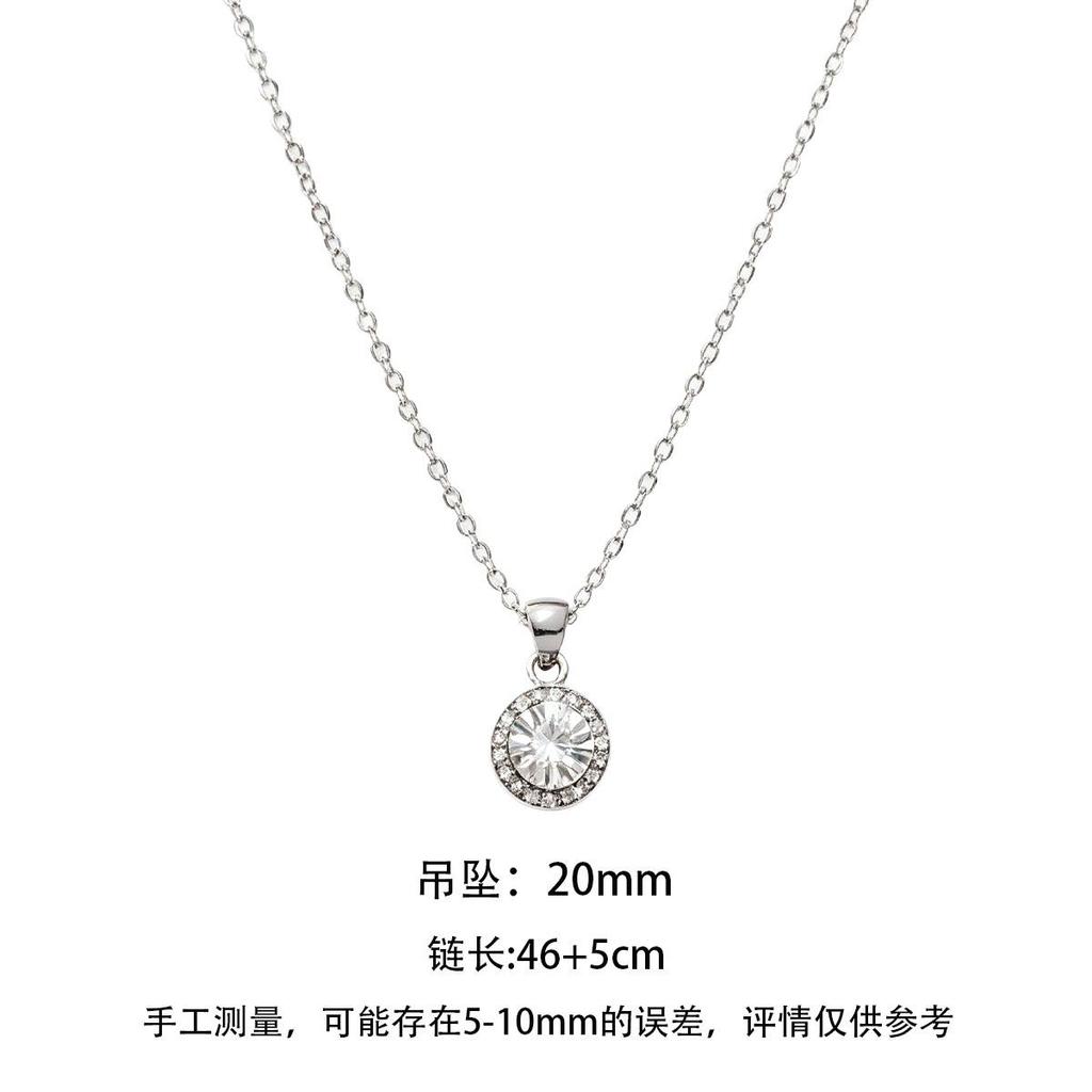 Sunflower round silver necklace women's Korean fashion pigeon egg pendant small design clavicle chain daily wear