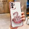 KEYSION Shockproof Plating TPU Phone Case for Redmi Note 10 10S 10 Pro 4G Glitter Jewelled Swan kickstand Back Cover for Xiaomi POCO M5S
