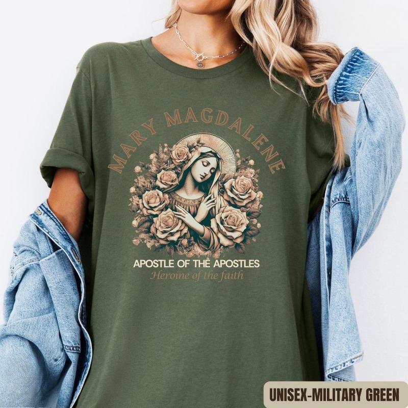 T-shirt di Maria Maddalena Vintage Religiosa Stile Retro Boho Regalo Cattolico Eroina della Fede Maglietta Streetwear Cristiano