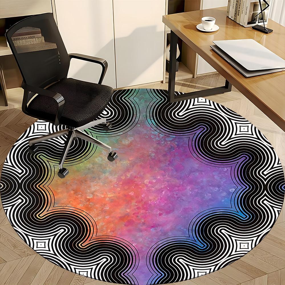 1pc Neonography Office Round Rug, Carpet for Office, Gaming, Lightweight Round Floor Mat yy260205033