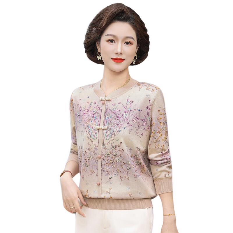 Yalu Mother's New Chinese Style Cotton Long-Sleeve T-Shirt