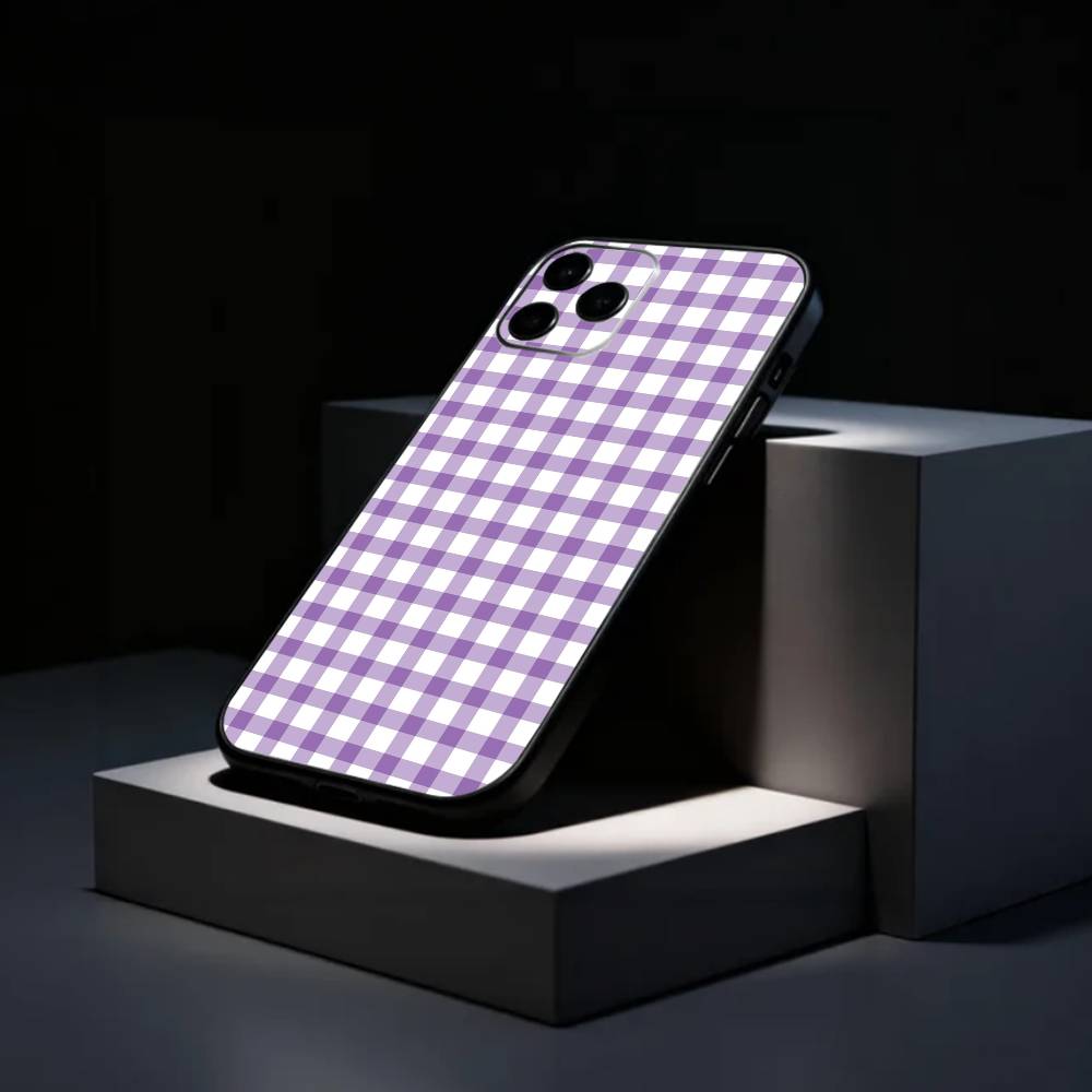 Coole P-Lila P-Kariertes Muster Handyhülle Silikon Weich Für IPhone 17 16 15 14 13 12 11 X XR Plus Pro Max Plus