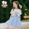Fuluomi Girls' Summer Print T-Shirt & Mesh Tutu Skirt Set