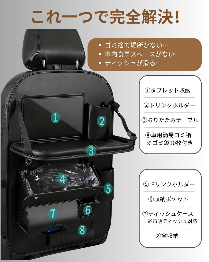 Seatback Rear Seat Tissue Car Trash Car Backseat Drink Storage Trash Compatible with Commercially Available Folding Large Car Convenient Mitida