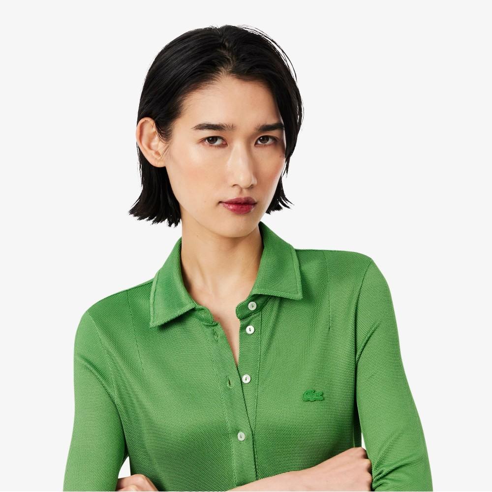 [lacoste] Women's Shiny Pique Long Sleeve Dress EF9901-56GNPA