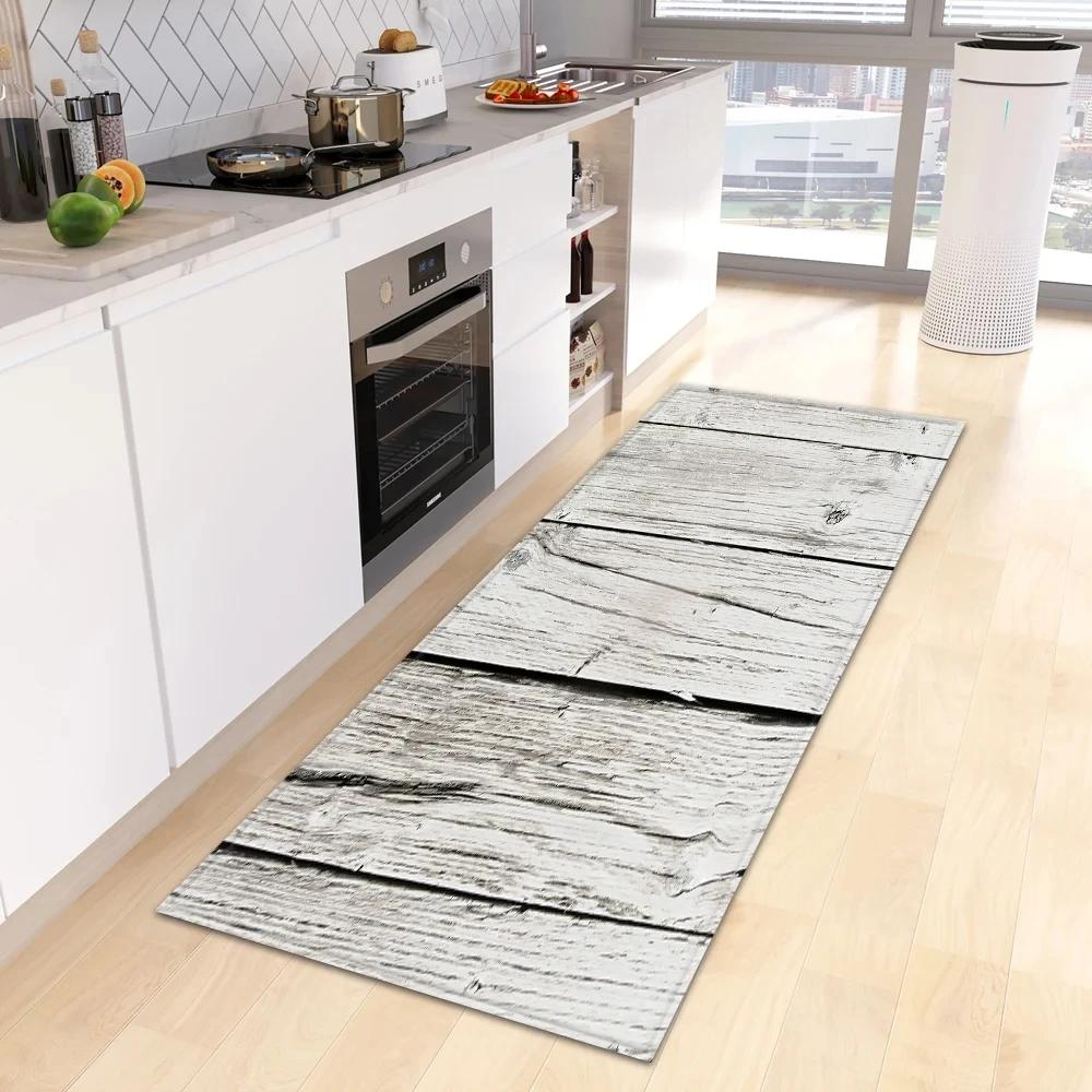 Wood Grain Kitchen Rug Bedroom Entrance Doormat Anti-Slip Living Room Floor Decor Carpet Home Bath Hallway Foot Mat Custom Made