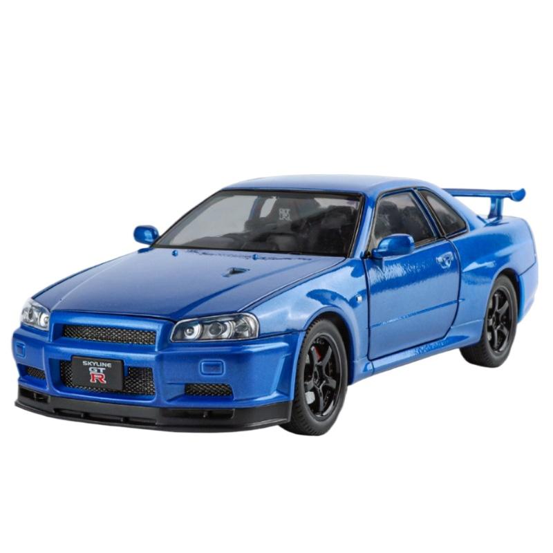 1/24 Nissan Skyline Ares GTR R34 Model Mașină Sport Aliaj Diecasts Metal Vehicule Mașină de Curse Model Sunet Lumină Jucării pentru Copii Cadou