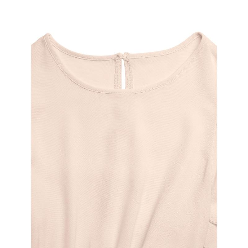 Abiti casual a vita alta con scollo a maniche corte e stampa tinta unita primavera estate moda donna